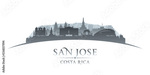 San Jose Costa Rica city silhouette white background
