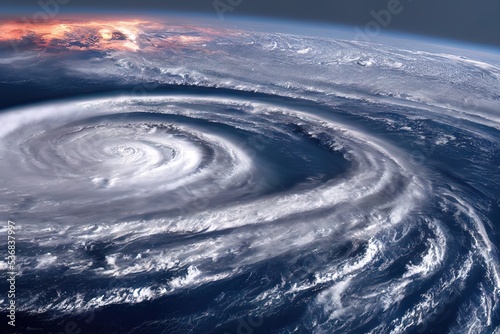 Powerful hurricane, cyclone view from space. Meteorological research from space. 3d illustration