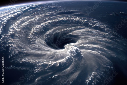 Powerful hurricane, cyclone view from space. Meteorological research from space. 3d illustration