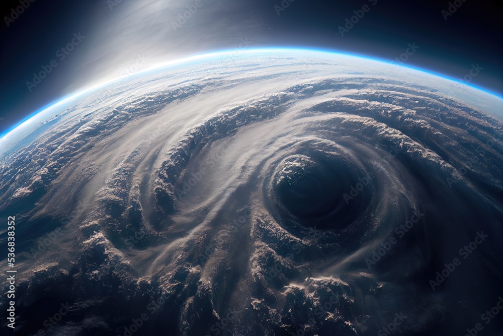 Obraz na plátně Powerful hurricane, cyclone view from space