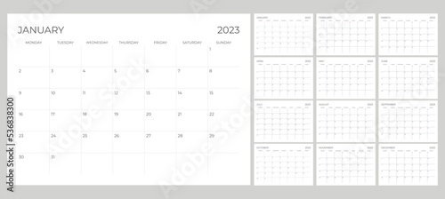 2023 Calendar Printable start from monday photo