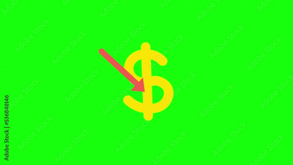 4k video of cartoon coins and arrow down on white background. 4k video of cartoon coins and arrow down on white background.