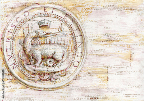 Canvas Print Ancient Rome symbol on the wall.