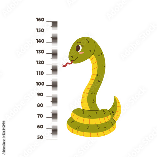 Baby Ruler, Kids Growth Meter With Funny Snake. Height Altitude Scale, Pediatric Chart For Children Height Measurement