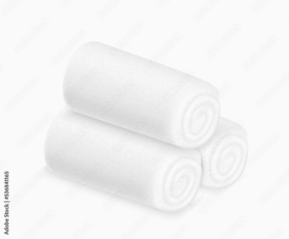 Clean terry towels isolated. 3d realistic spa cotton towels for hotel bathroom hygiene or sauna Clean terry towels isolated. 3d realistic spa cotton towels for hotel bathroom hygiene or sauna