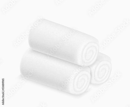 Clean terry towels isolated. 3d realistic spa cotton towels for hotel bathroom hygiene or sauna