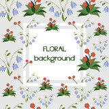 Beautiful floral frame. Square card background design with flowers . Floral background. Colored flat vector illustration