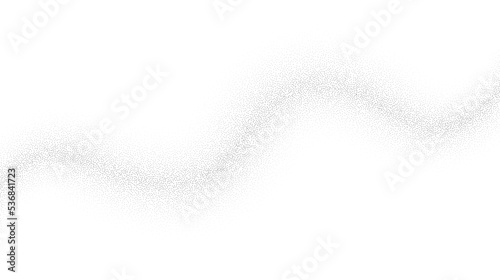 Grain wave background. Black stipple curve line. Abstract wavy noise dotted shape wallpaper. Dotwork gradient pattern. Stochastic vector