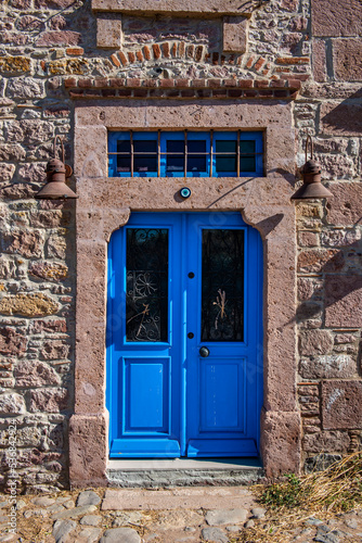 CUNDA ISLAND (Alibey Island). Historical old Greek style colorful houses of Cunda. Ayvalik, Balikesir, Turkey. photo