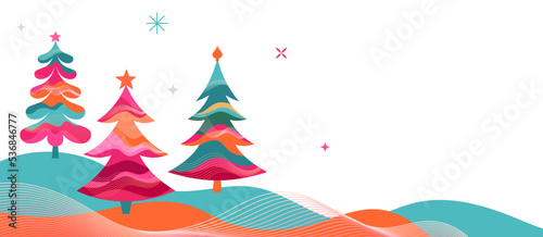 Colorful Christmas Trees Background and Packaging Design