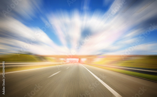 The concept of speed and focus. Motion effect. Empty highway © Галя Дорожинська