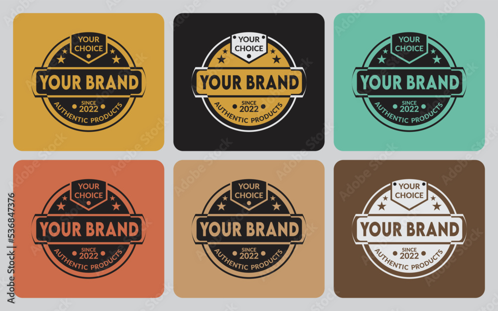Vintage Logo V.#6 in 6 different retro or classic background colors vector