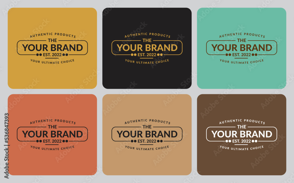 Vintage Logo V.#1 in 6 different retro or classic background colors vector