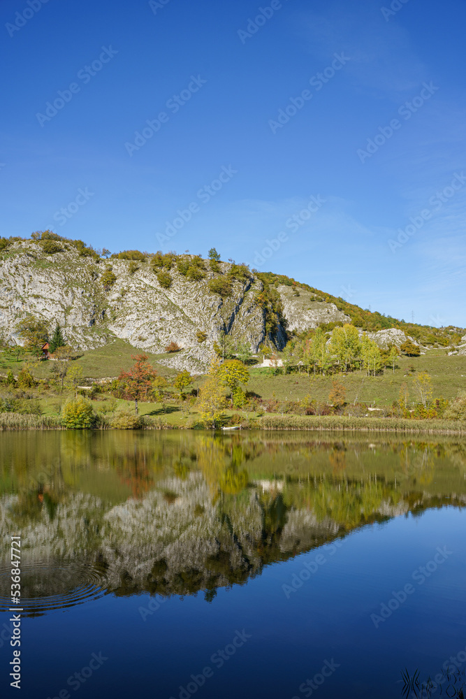 autumn landscape in the mountains with lake autumn landscape in the mountains with lake
