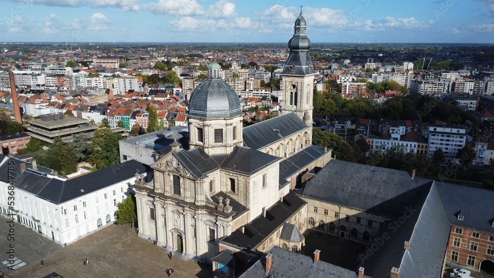 Drone photo Saint Peter's cathedral, Sint-Pieterskerk ghent belgium europe