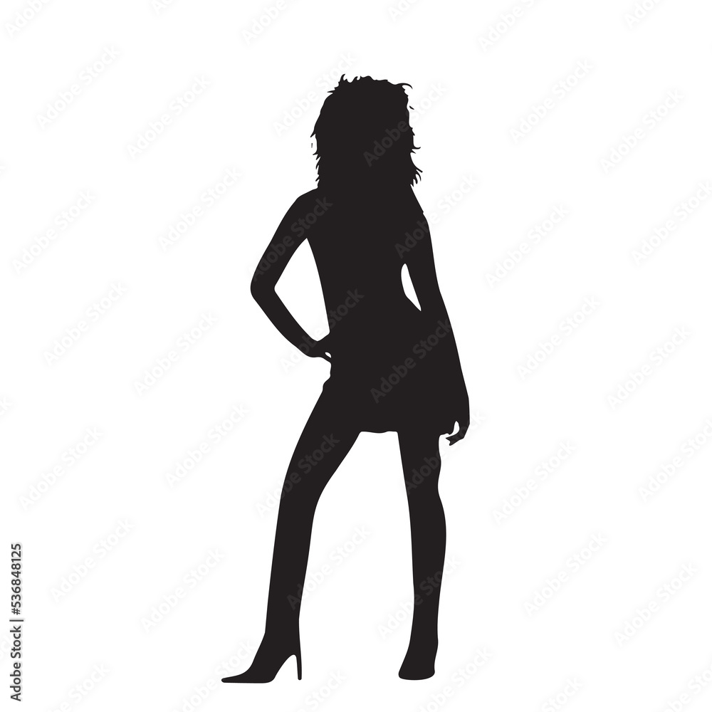 Vector silhouette of an active woman in a sensual pose on a white background Vector silhouette of an active woman in a sensual pose on a white background