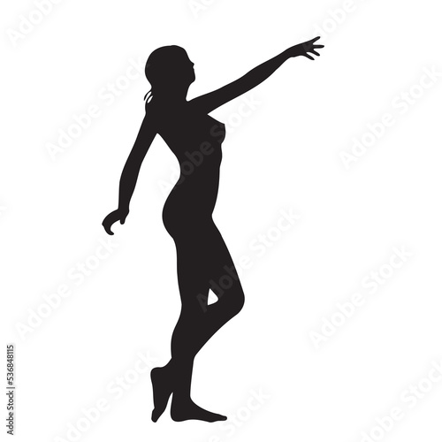 Vector silhouette of an active woman in a sensual pose on a white background © Adikris