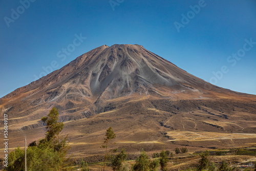 The snow-free Misti volcano near the city of Arequipa in Peru with a height of 5822 meters. photo