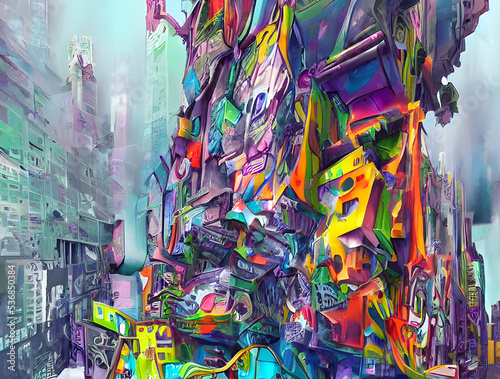Amazing 3D Graffiti Cityscape Coloured © Oblivion VC