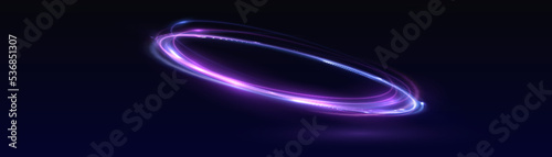Neon swirl blue Line spiral Glow ring Circle light