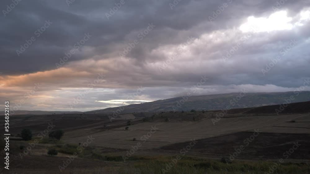 clouds timelapse. forest mountain peak. Nice view. green and clouds 4K