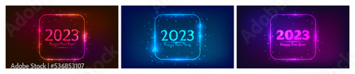 2023 Happy New Year neon background