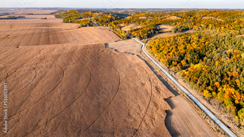 Fall Color in the Loess Hills State Forest.  Loess Hill on the east side of the Missouri River in Iowa