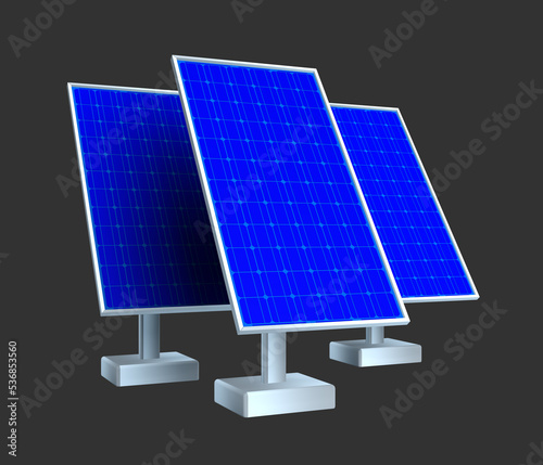3d Solar Power Station Panels. Solar energy technology. Alternative resources photo