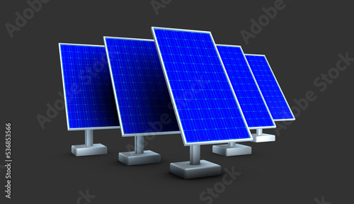3d Solar Power Station Panels. Solar energy technology. Alternative resources