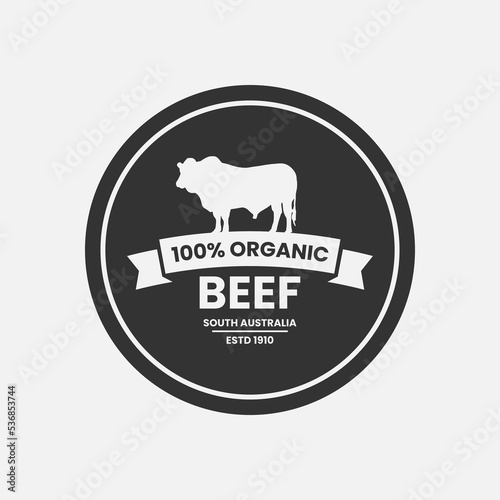 Premium Beef Label or Organic Beef Label Vector Isolated. For the needs of product labels or beef product logos. Also suitable for beef cattle farm logos. Or label premium beef products.