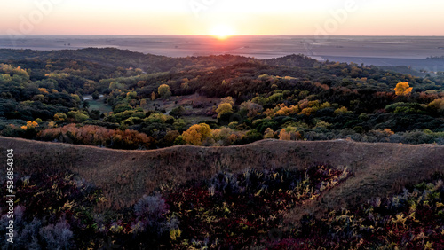 Fall Color in the Loess Hills State Forest.  Loess Hill on the east side of the Missouri River in Iowa