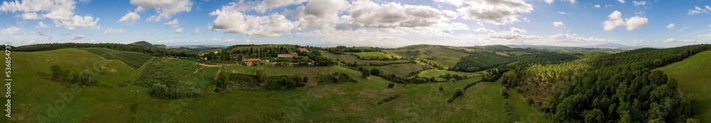 Toskana, Toscana, Panorama, Drohne, Drohnenpanorama, Landschaft, Italien, Italy