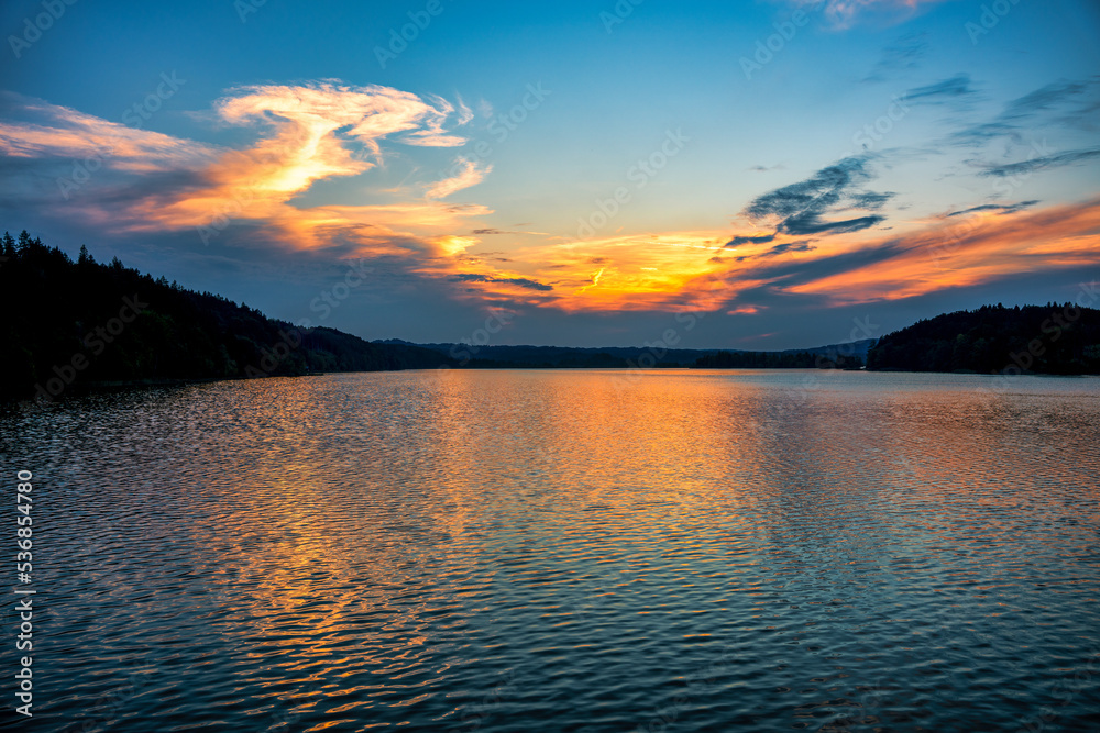 Obraz premium Staffelsee, Abendrot, Himmel, Abenstimmung, Sommer