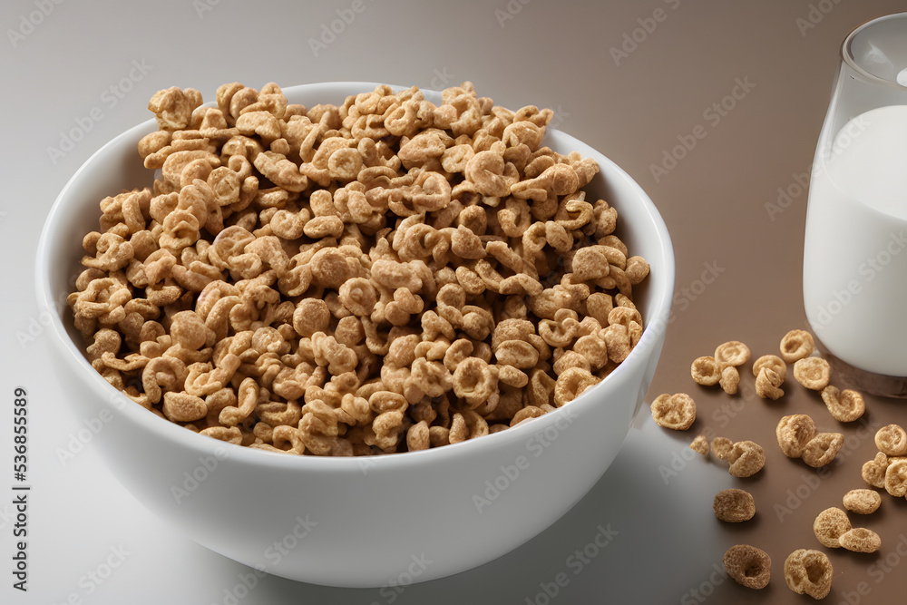 cereal and milk, a healthy breakfast food, good nutrition staple food item