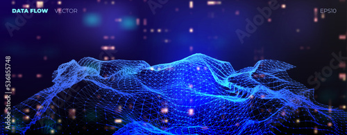 Vector wave lines flowing dynamic illustration. Concept of digital technology