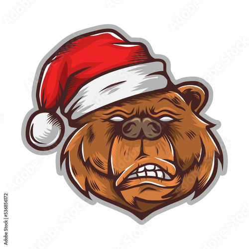 angry brown bear santa claus cartoon 