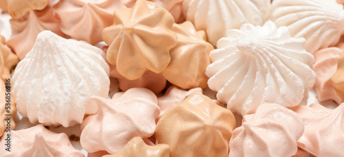 Many different sweet meringues, closeup