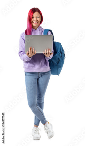 Young female student with b...