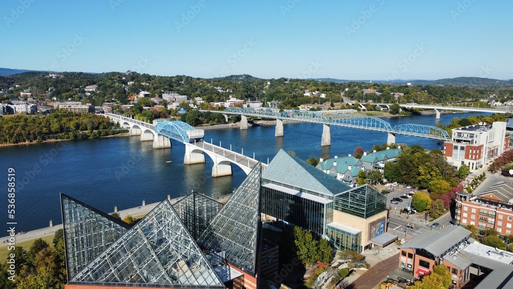 Αυτοκόλλητο Aerial View of downtown Chattanooga, Tennessee