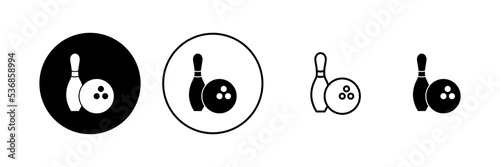 Bowling icon vector. bowling ball and pin sign and symbol.