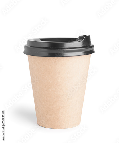 Blank paper cup isolated on white background