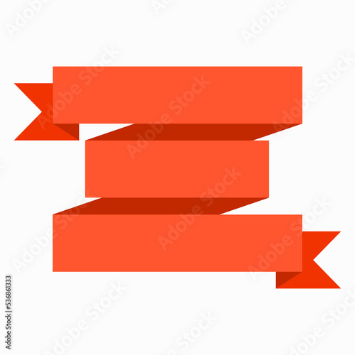 Flag orange triple ribbon banner. Three rows. Flat vector illustration isolated on white background.