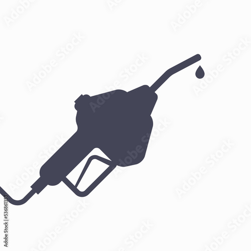 Gas gun with drop filled silhouette icon. Fuel crisis in Europe. Flat vector illustration isolated on white background.