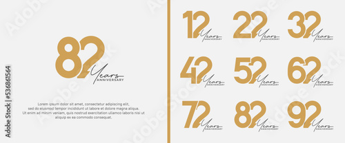 set of anniversary logo gold color on white background for celebration moment