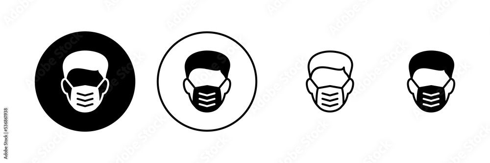 Mask icon vector. Medical mask sign and symbol. Man face with mask icon. Safety breathing mask Mask icon vector. Medical mask sign and symbol. Man face with mask icon. Safety breathing mask
