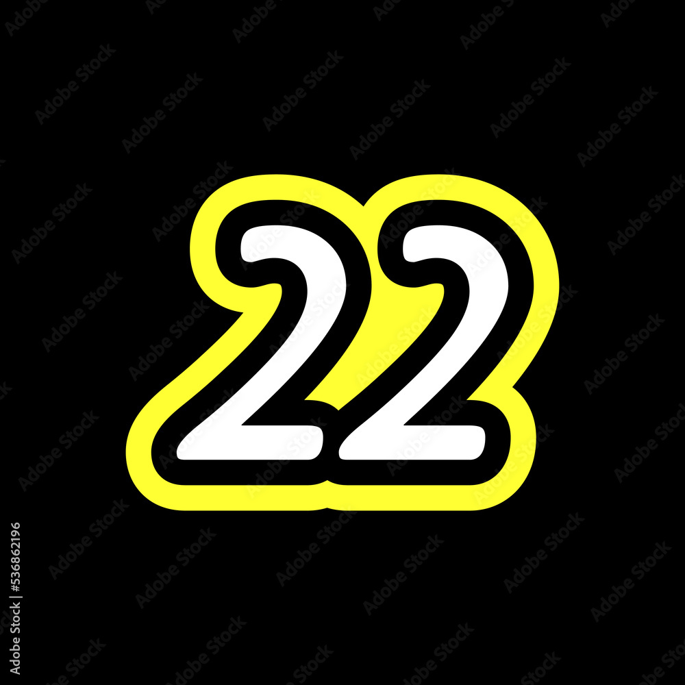Simple Number 22 With Typography Logo Simple Number 22 With Typography Logo
