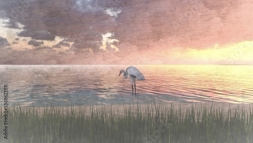 crane in the water 3d render