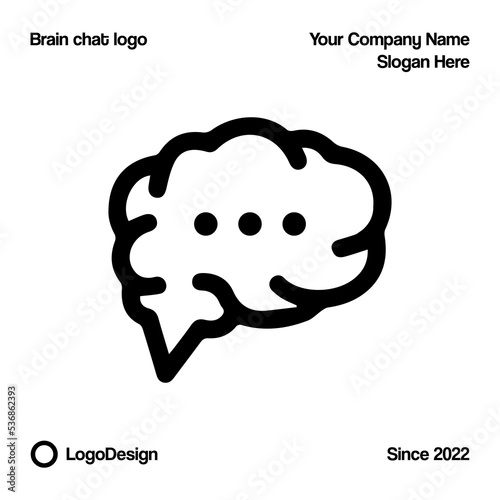Creative brain chat logo design, brain and bubble chat logo vector