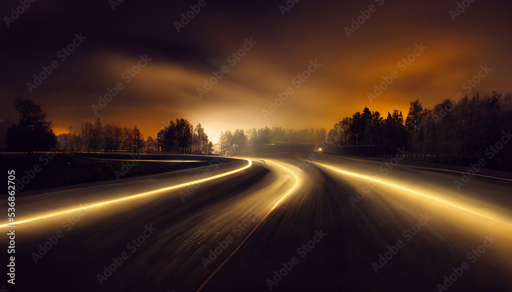 road in the fog, large exposure