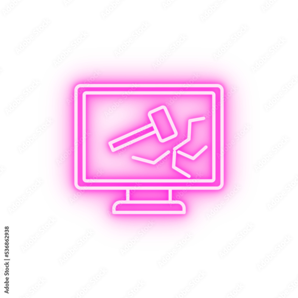 break system in monitor neon icon break system in monitor neon icon